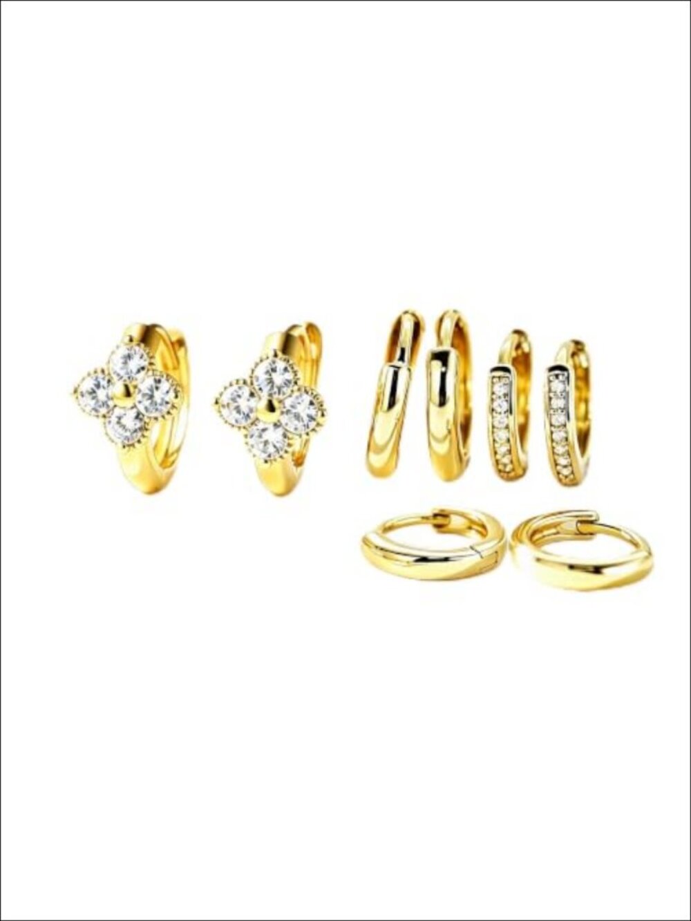 Gold Plated Hoop Earrings Set Surgical Steel Hypoallergenic Titanium CZ Huggie